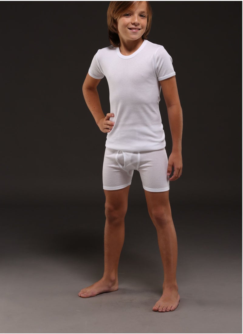 DeloPik EVERYONE, Cotton Boys White Undershirt Round Neck Tshirt and boxer, Boys white Underwear set(pack of 6)(15-16 YEARS)  - Image 2