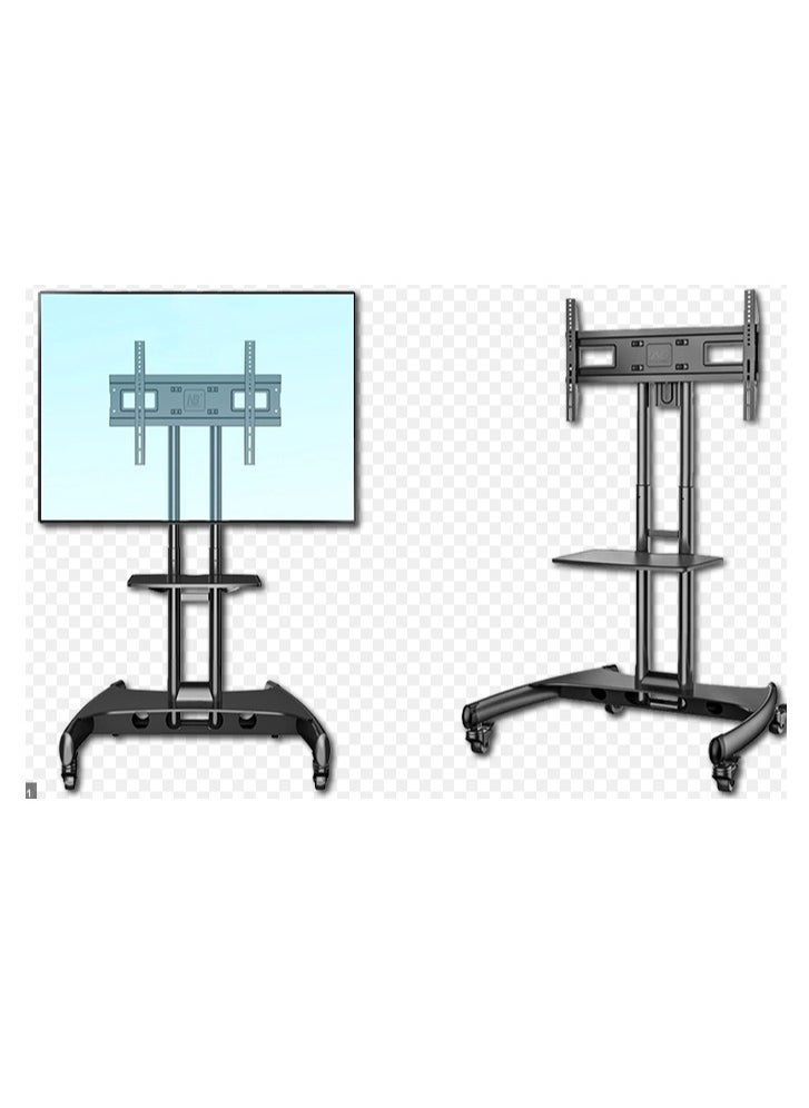 TRUMAN - Tv Trolley - Model AVA1500-60-1P - With Wheels Movable For LCD - LED Flat or Curved Screen for 32-70 Inch Height Adjustable Rolling, weight capacity Up to 45.5 KG- Floor TV Stand with Tray - Image 1