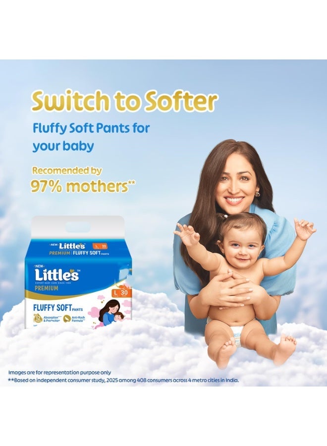 Little's Premium Baby Diapers L Size (Large) Pants Style | 9-14 kg | 30 Count - Pack of 4 | FluffySoft Baby Diaper with Leakage Guard, Wetness Indicator & 12 Hours Absorption - Image 3