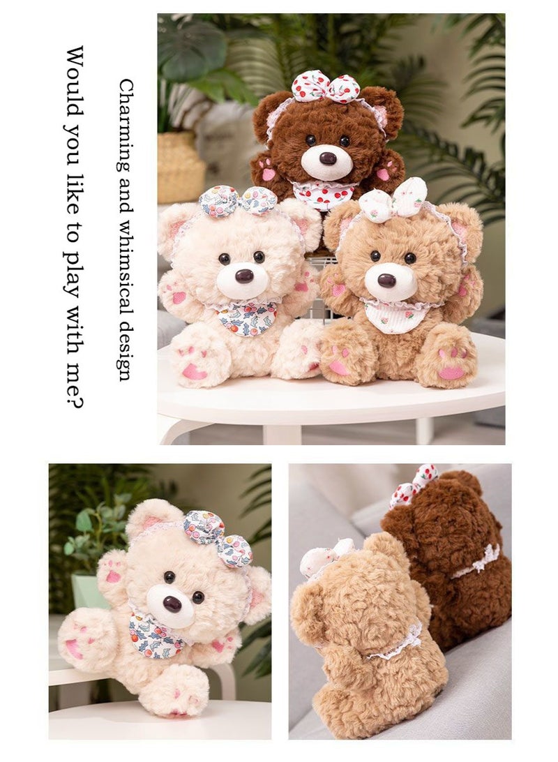 Sunspire 25cm adorable plush teddy bear, uniquely shaped teddy bear, cherry/strawberry print bow tie pet toy, cute plush toy, crafted from soft, premium-quality filling material, ideal for interior decoration, fun-themed room décor, the perfect gift for all ages. - Image 5