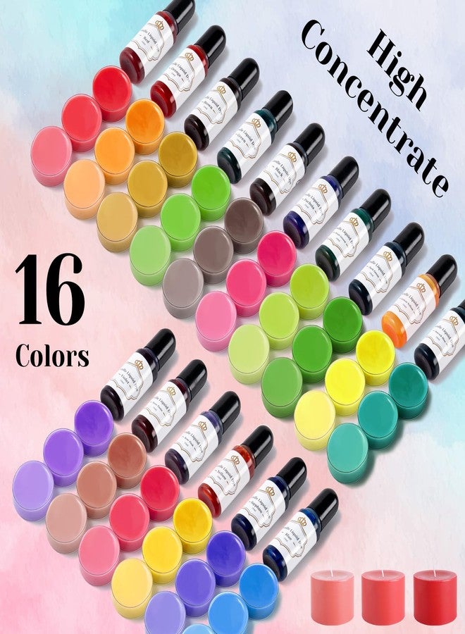 HTVRONT Candle Dye - 16 Vivid Colors Liquid Candle Wax Dye, High Concentrate Candle Dye for Soy Wax, Beeswax, Gel Wax, Palm Wax - 10ml/ 0.35 oz - Image 2