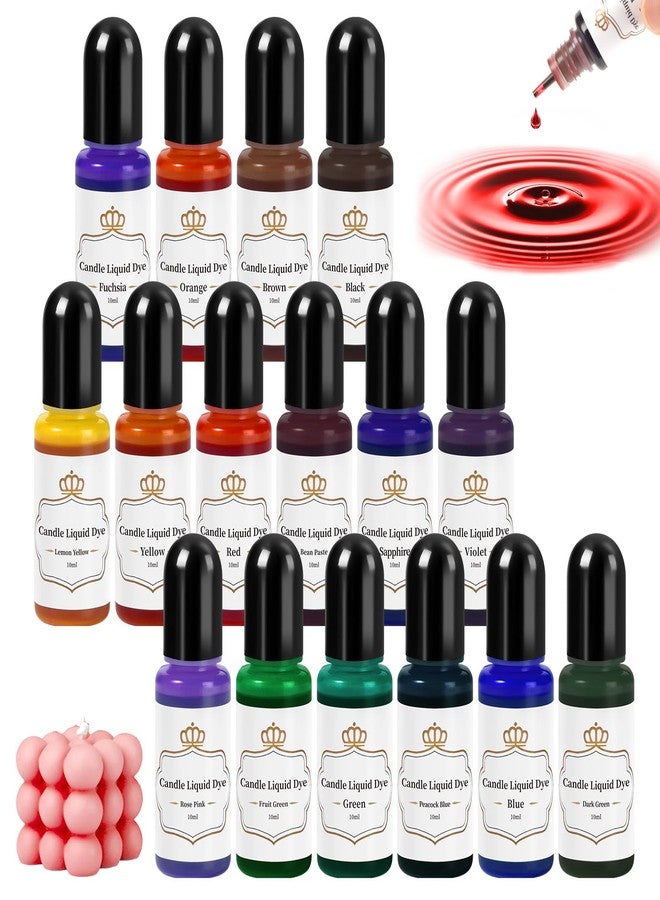 HTVRONT Candle Dye - 16 Vivid Colors Liquid Candle Wax Dye, High Concentrate Candle Dye for Soy Wax, Beeswax, Gel Wax, Palm Wax - 10ml/ 0.35 oz - Image 1