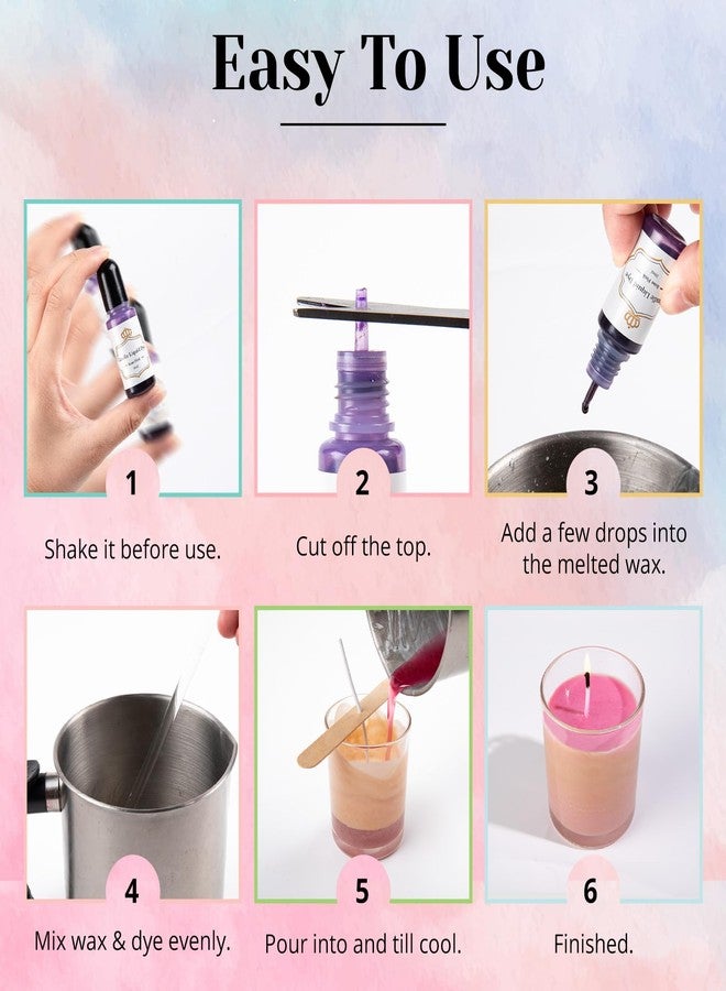 HTVRONT Candle Dye - 16 Vivid Colors Liquid Candle Wax Dye, High Concentrate Candle Dye for Soy Wax, Beeswax, Gel Wax, Palm Wax - 10ml/ 0.35 oz - Image 3