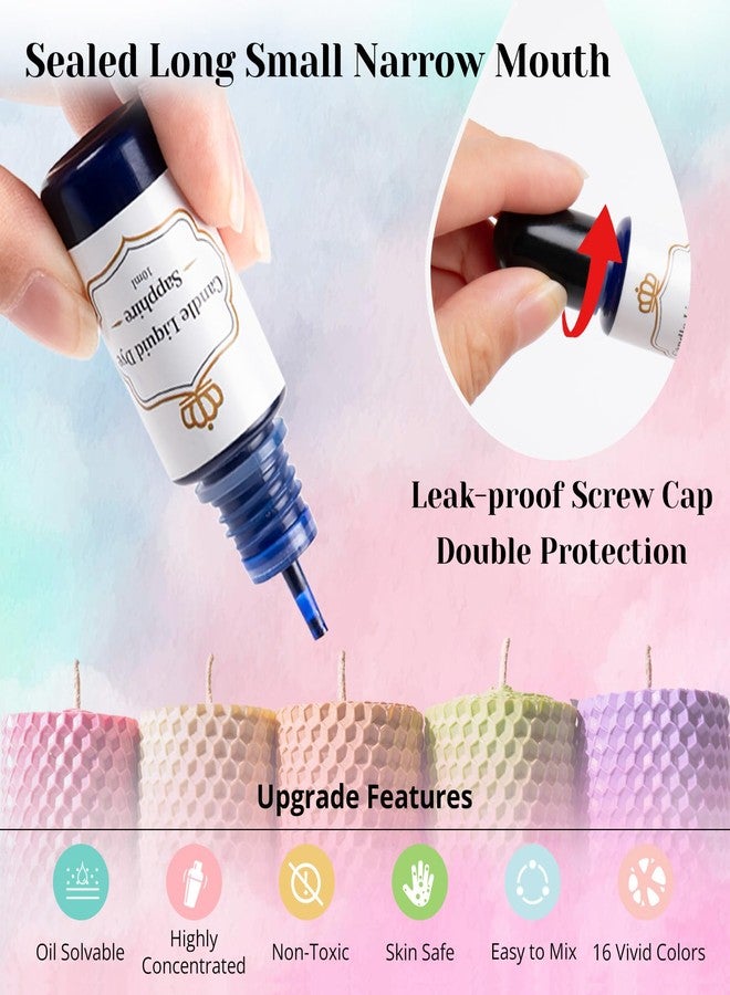 HTVRONT Candle Dye - 16 Vivid Colors Liquid Candle Wax Dye, High Concentrate Candle Dye for Soy Wax, Beeswax, Gel Wax, Palm Wax - 10ml/ 0.35 oz - Image 5