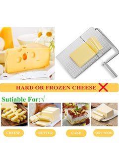 Arabest Stainless Steel Cheese Slicer with 6 Replacement Wires, Metal Cheese Cutter and Cutting Board, Kitchen Cheese Gadgets Cheese Cutting Board Slicer Measures 9.45 * 8.27 * 5.12 inches  - Image 2