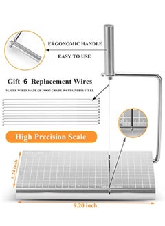 Arabest Stainless Steel Cheese Slicer with 6 Replacement Wires, Metal Cheese Cutter and Cutting Board, Kitchen Cheese Gadgets Cheese Cutting Board Slicer Measures 9.45 * 8.27 * 5.12 inches  - Image 3