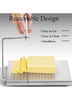 Arabest Stainless Steel Cheese Slicer with 6 Replacement Wires, Metal Cheese Cutter and Cutting Board, Kitchen Cheese Gadgets Cheese Cutting Board Slicer Measures 9.45 * 8.27 * 5.12 inches  - Image 4