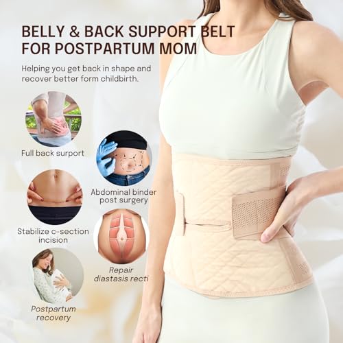 Allaugh Postpartum Belly Band for Women: Abdominal Binder Post Surgery, C Section Waist Trainer for Wife, Hysterectomy Belly Band for Secure Abdominal Support, Healing Recovery Compression - Image 2