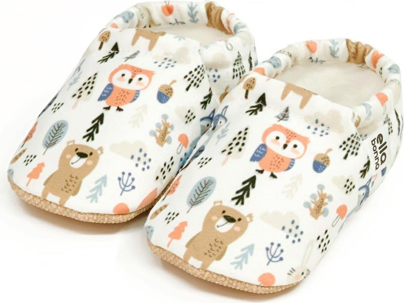 Ella Bonna Patterned Baby Booties, Non-Slip Sole, Home Nursery Shoes Slippers, Forest Animals  - Image 1