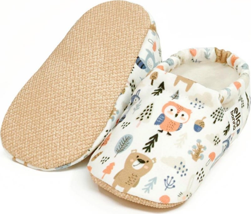 Ella Bonna Patterned Baby Booties, Non-Slip Sole, Home Nursery Shoes Slippers, Forest Animals  - Image 3