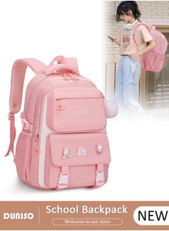 DUNISO Oxford Cloth Primary School Small Kids Backpack,Waterproof Large Capacity Lightweight Simple Casual Cute School Bag With Cartoon Decoration,Breathable School Book Bag with Adujustable Strap and Bottle Side Pockets for Aged 6-10,Suitable for Kindergarten Outing And School  - Image 1