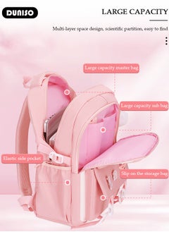 DUNISO Oxford Cloth Primary School Small Kids Backpack,Waterproof Large Capacity Lightweight Simple Casual Cute School Bag With Cartoon Decoration,Breathable School Book Bag with Adujustable Strap and Bottle Side Pockets for Aged 6-10,Suitable for Kindergarten Outing And School  - Image 2