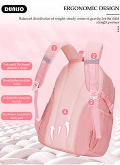 DUNISO Oxford Cloth Primary School Small Kids Backpack,Waterproof Large Capacity Lightweight Simple Casual Cute School Bag With Cartoon Decoration,Breathable School Book Bag with Adujustable Strap and Bottle Side Pockets for Aged 6-10,Suitable for Kindergarten Outing And School  - Image 5