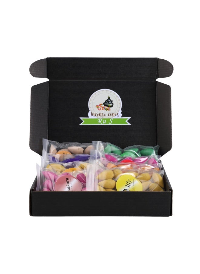 Ru S 152 Pcs Backflow Incense Cones 8 Mixed Natural Scents Sandalwood Rose Lily Tulips Rosemary Lavender Sakura OsmanthusIncense Cones - Image 2