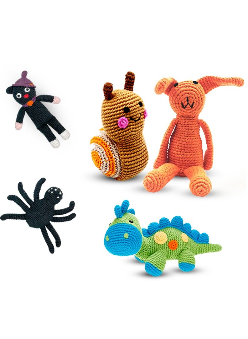 Pebble Handmade Crochet Premium Yarn Stuffed Soft Plush Toys- Best Christmas Gift for Kids- Easily Washable toys- cat, snail, Bunny and Dino soft toys for little babies - Image 1