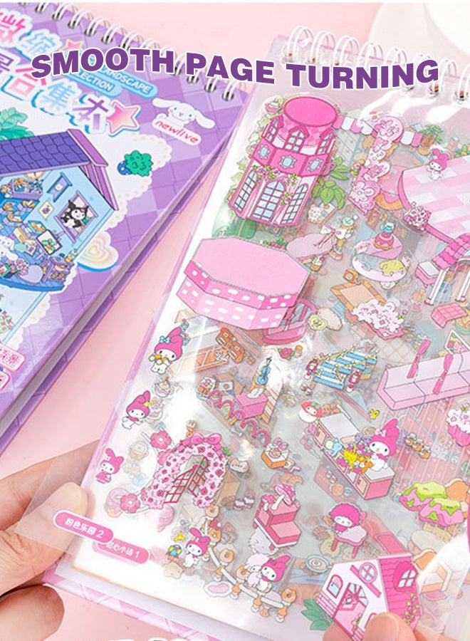 أورجنيزر كتاب ملصقات مشاهد للأطفال، 12 مجموعة من ملصقات مشاهد ثلاثية الأبعاد للبالغين، ملصقات كاواي صغيرة لطيفة وممتعة، مجموعة ملصقات منزلية ثلاثية الأبعاد لتخفيف التوتر وتمرير الوقت - Image 2