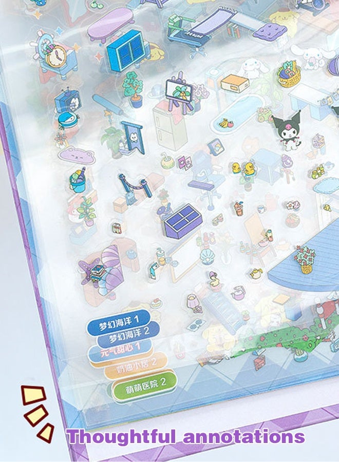 أورجنيزر كتاب ملصقات مشاهد للأطفال، 12 مجموعة من ملصقات مشاهد ثلاثية الأبعاد للبالغين، ملصقات كاواي صغيرة لطيفة وممتعة، مجموعة ملصقات منزلية ثلاثية الأبعاد لتخفيف التوتر وتمرير الوقت - Image 4