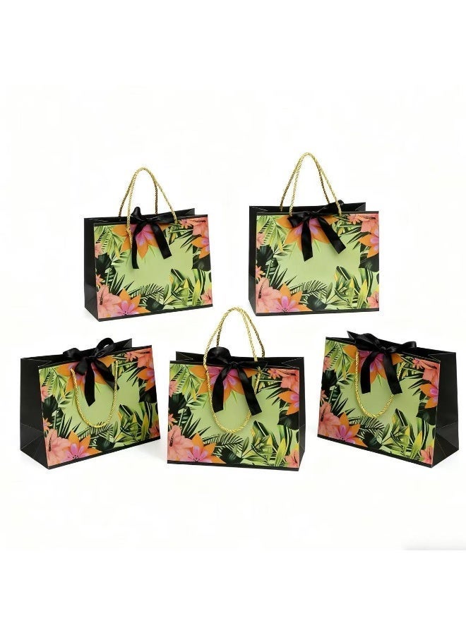 Fashionable Five-Piece Gift Bag Set, Portable Gift Bag, Equipped with Hand-Wrapped Ribbons, Suitable for Gifts for Shopping, Retail, Weddings, Business, Birthdays, Christmas and Other Occasions (Size: 25×20×12.5 cm) - Image 1
