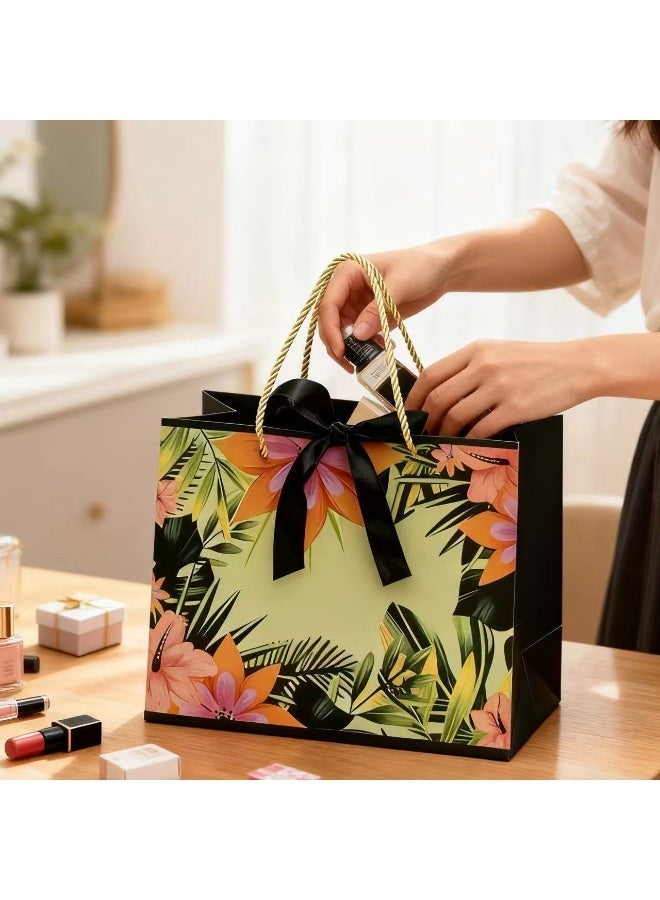 Fashionable Five-Piece Gift Bag Set, Portable Gift Bag, Equipped with Hand-Wrapped Ribbons, Suitable for Gifts for Shopping, Retail, Weddings, Business, Birthdays, Christmas and Other Occasions (Size: 25×20×12.5 cm) - Image 2