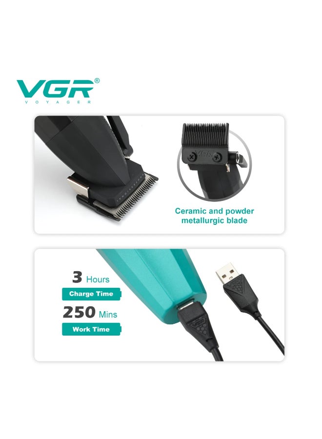 VGR 003 Fresh Fade Hair Clipper, Professional Hair Trimmer, Cord/Cordless Rechargeable Hair Cutting Tools With Led Display - Black - Image 3