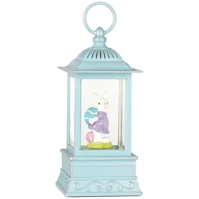 Eyrosa Easter Snow Globe, Easter Decorations for The Home, Lighted Glitter Bunny Snowglobe Lantern for Spring Home Decor - Image 1