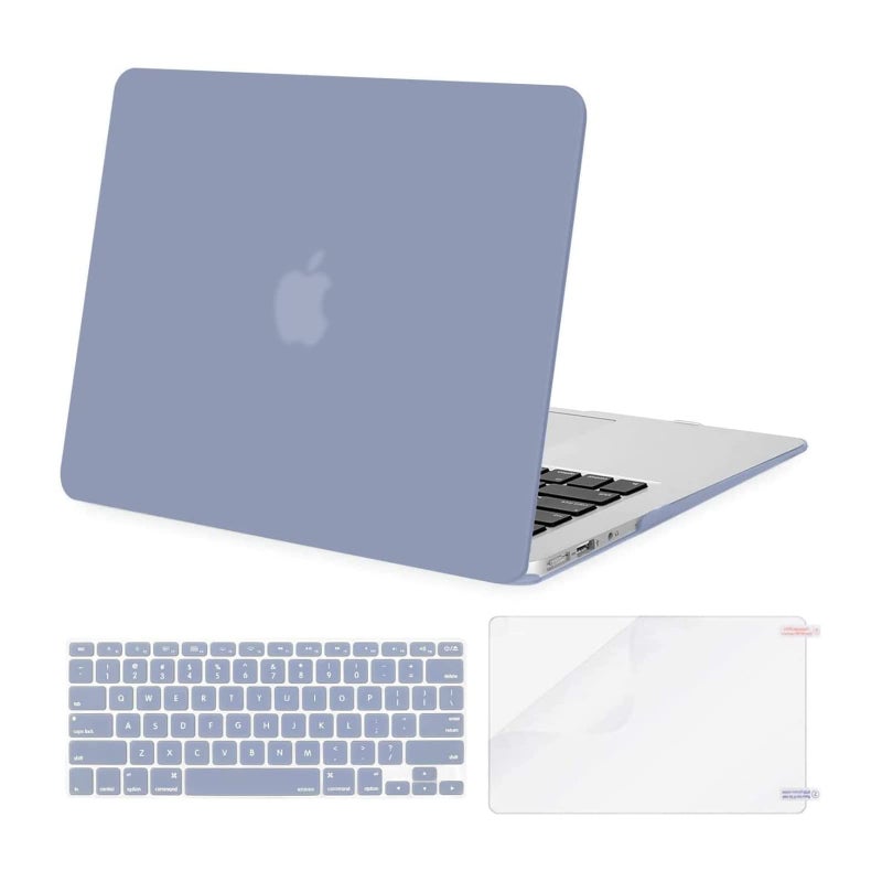 MOSISO Compatible with MacBook Air 13 inch Case (Models: A1369 & A1466, Older Version 2010-2017 Release), Protective Plastic Hard Shell Case & Keyboard Cover & Screen Protector, Lavender Gray - Image 1