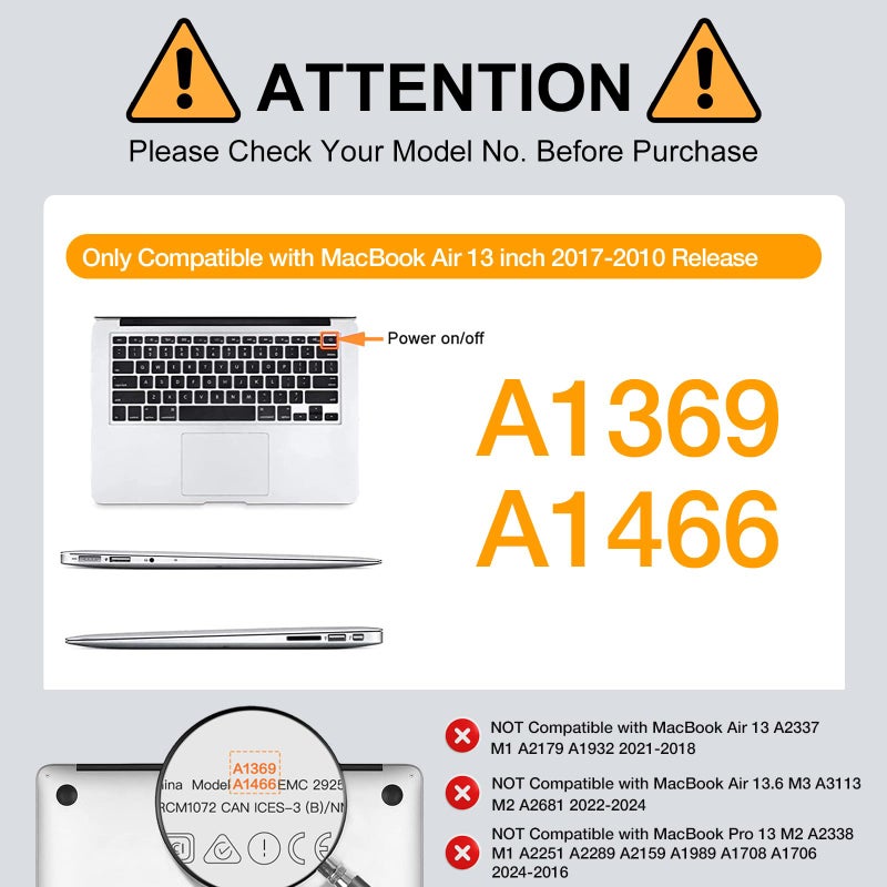MOSISO Compatible with MacBook Air 13 inch Case (Models: A1369 & A1466, Older Version 2010-2017 Release), Protective Plastic Hard Shell Case & Keyboard Cover & Screen Protector, Lavender Gray - Image 2