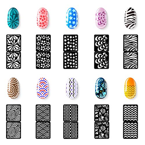 Gogoonly 144 Pieces Nail Vinyls Stencil Stickers Set, 24 Sheets 72 Different Designs Cute Easy Nail Art Nail Vinyls Nail Stencil Sheets - BH000807 - Image 2