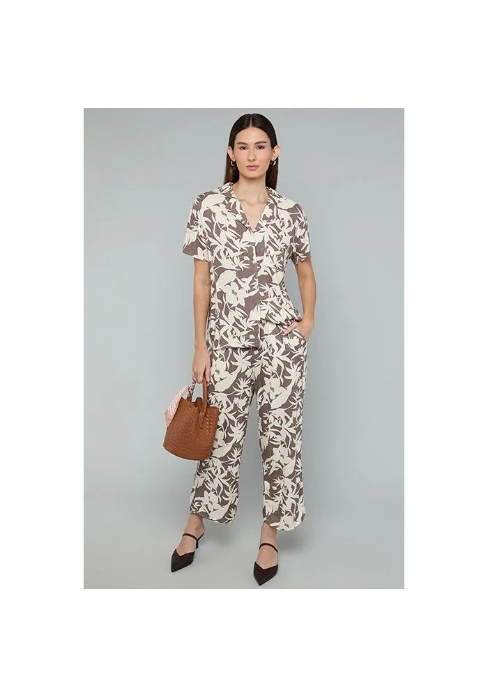 R&b Floral Print Shirt with Lapel Collar and Short Sleeves
