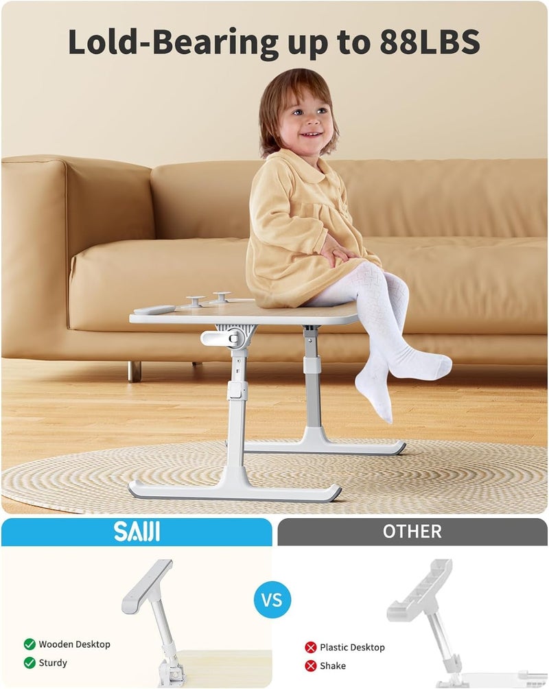 SAIJI Laptop Desk for Bed, SAIJI Lap Desks Bed Trays for Eating Writing, Adjustable Computer Laptop Stand, Foldable Lap Table in Sofa and Couchï¼ˆ23.6 x 13Teak - Image 2