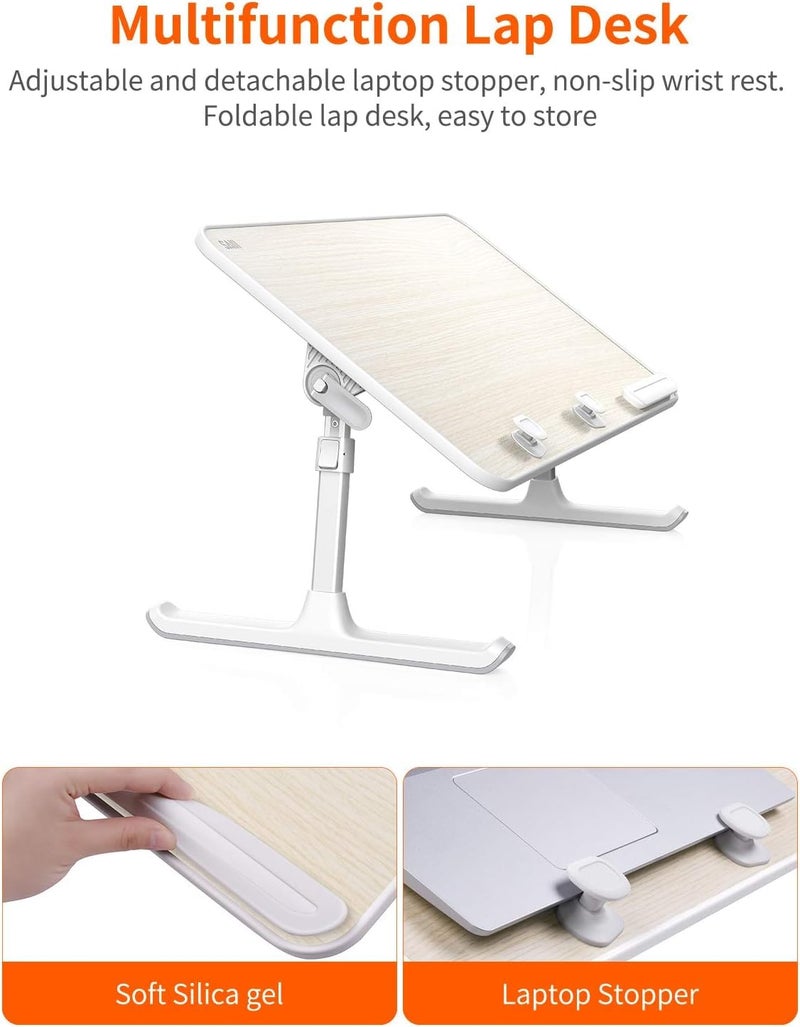 SAIJI Laptop Desk for Bed, SAIJI Lap Desks Bed Trays for Eating Writing, Adjustable Computer Laptop Stand, Foldable Lap Table in Sofa and Couchï¼ˆ23.6 x 13Teak - Image 4