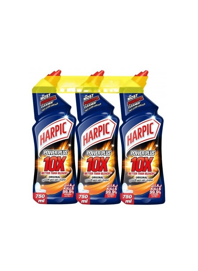 Harpic 10x Power Plus Toilet Cleaner, Original, Pack Of 3, 750ml