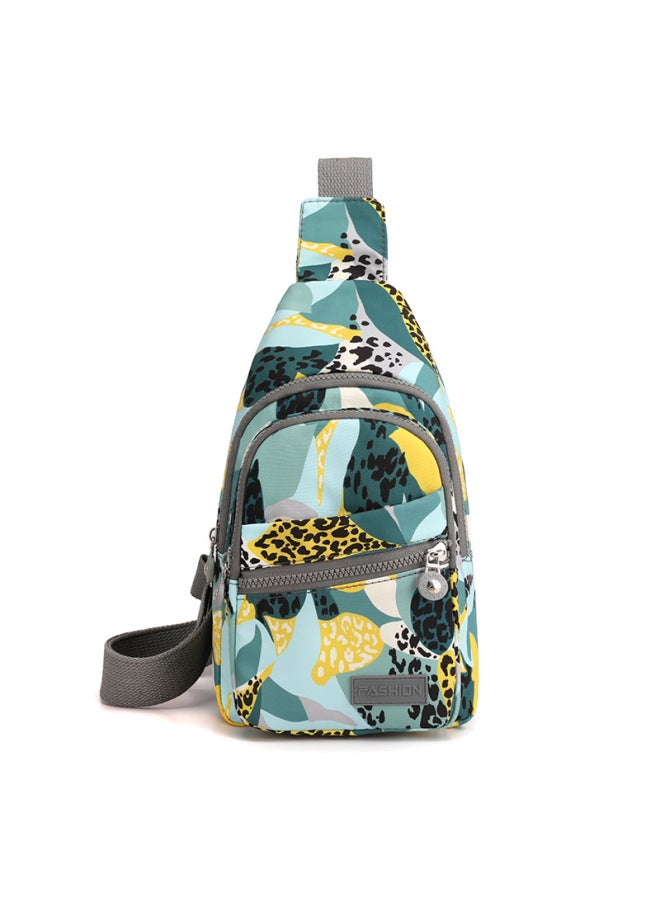 Chest Bag Women's Casual Travel Shoulder Bag Lightweight Nylon Cloth Bag Fashion Korean Style Chest Bag Messenger Bag Backpack-Color:Urban Jungle - Image 1