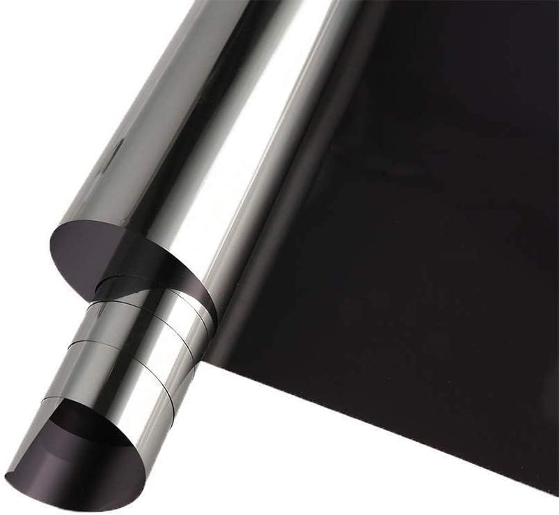 SIA VENDORS One Way Mirror Window Film Daytime Privacy, Sun Blocking Heat Control Anti UV Reflective Film Static Cling Window Tint for Home Office (20 X 40 Inch_2Pcs, Black Silver) - Image 2