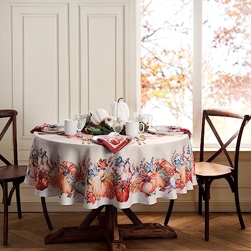 Elrene Home Fashions Botanical Harvest Pumpkin Engineered Wrinkle Resistant Tablecloth 60x84 Oval - Image 3
