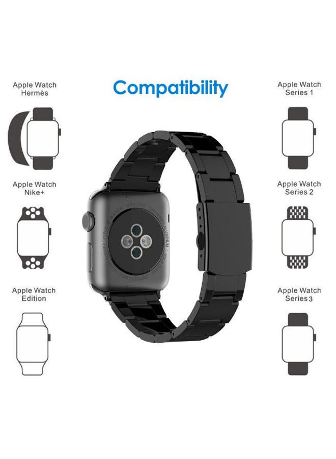 NIBEMINENT Smartwatch Band For Apple Watch Series 1/2/3 38 mm Black - Image 2