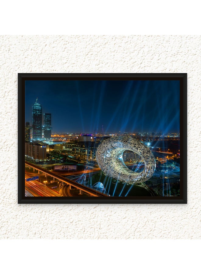 Art Decor Framed Canvas Wall Art of Museum of the Future Dubai Photography Iconic Architecture Futuristic Design Landscape Print Wall Decor for Office Living Room Gifting - Image 1