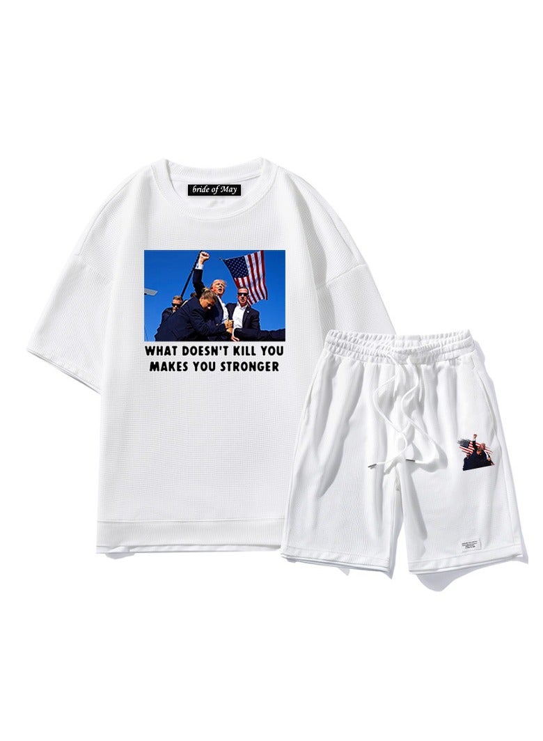 KUYING New Trump Print Short Sleeved Shorts Set - Image 1