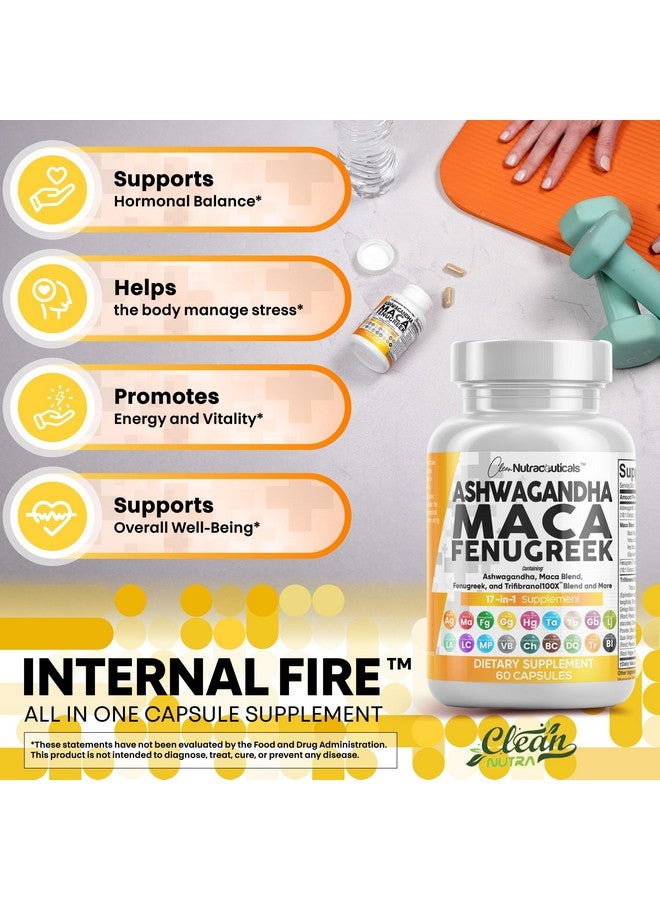 Clean Nutraceuticals مكملات نظيفة من نوترا سوتيكلز تحتوي على أشواغاندا، جذور الماكا، وحب الحلبة مع تونغكات علي وجينسنغ - يساعد في التوتر، المزاج والغدة الدرقية - كبسولات أشواغاندا وكبسولات حب الحلبة - عبوة واحدة - Image 5