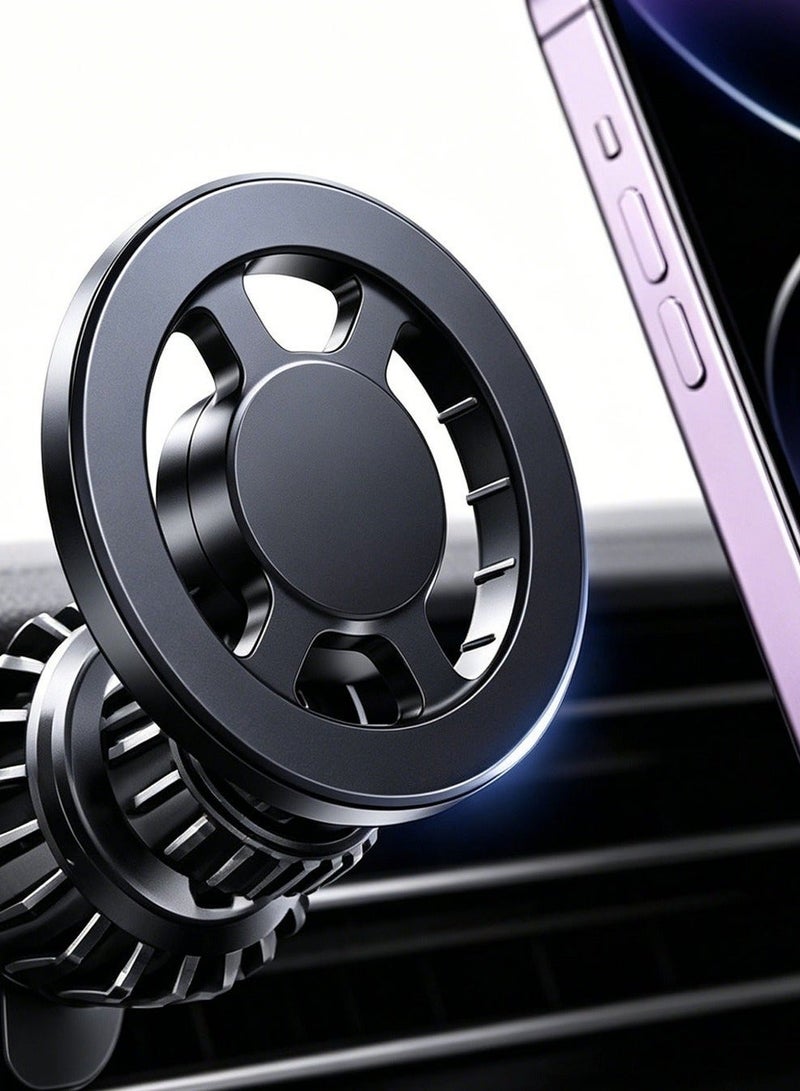 Strong Magnetic Car Air Vent Phone Holder With Secure Hook Design 360 Degree Adjustable Rotation Anti Shake Stable Alloy Silent Car Phone Mount One Hand Quick Install Universal For Iphone Samsung Smartphone SUV Pickup Truck Bumpy Road Daily Driving Use - Image 2