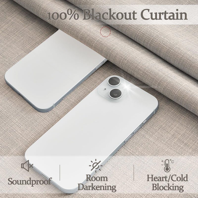 PleatedDrapes Extra Long 120 Inch Full Blackout Greyish Beige Curtains for Room Divider, Memory Trained Pinch Pleated Ceiling Natural Linen Textured Windows Drapes Insulated Privacy 10FT Length Curtain 2 Panels Set - Image 3