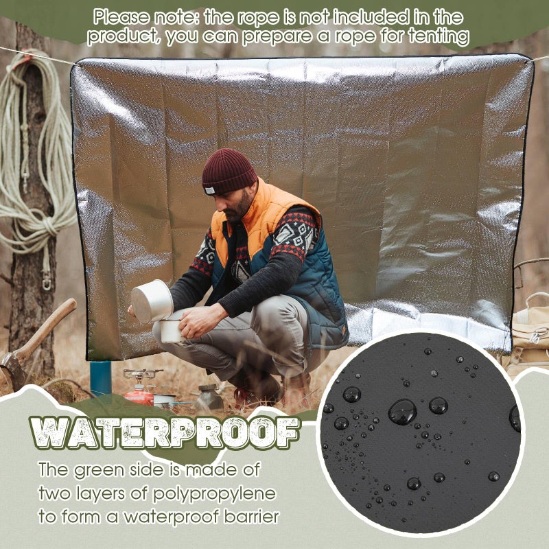 Kingdder 2 Pcs Heavy Duty Insulated Tarp Emergency Blankets for Survival 60 x 82 Inches Thermal Reflective Tarp Cold Weather Camping Blanket Winter Tent Insulation for Hiking(Black) - Image 3