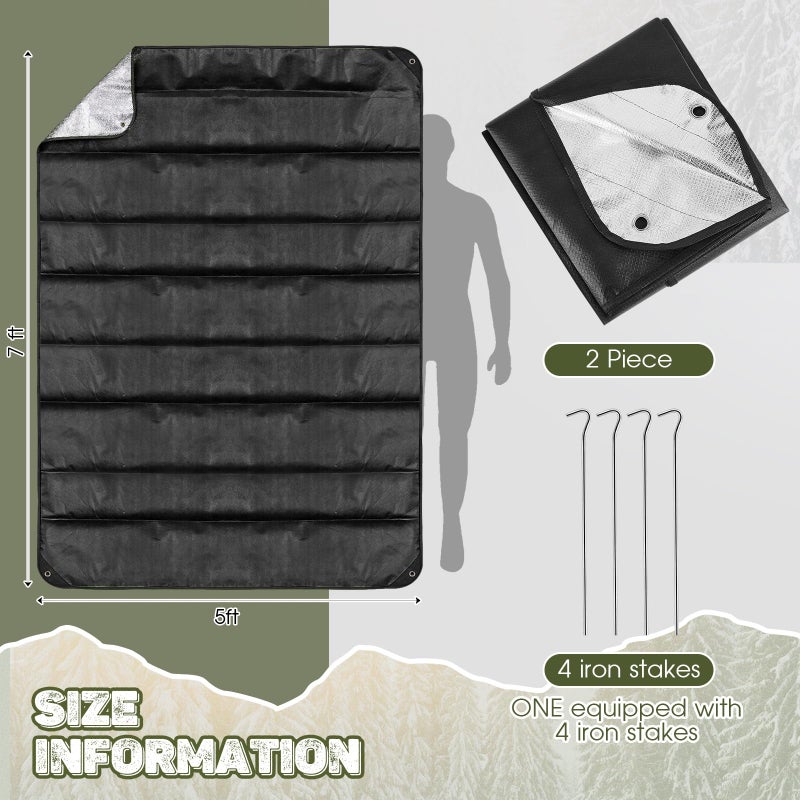 Kingdder 2 Pcs Heavy Duty Insulated Tarp Emergency Blankets for Survival 60 x 82 Inches Thermal Reflective Tarp Cold Weather Camping Blanket Winter Tent Insulation for Hiking(Black) - Image 2