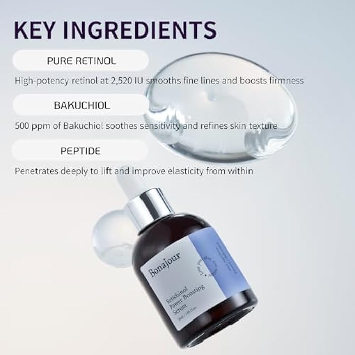 BONAJOUR [BONAJOUR] Retichinol Power Boosting Serum with Retinol and Bakuchiol - Anti-Aging, Wrinkle Care, Enlarged Pores, Hyperpigmentation Improvement 1.05 fl.oz - Image 3