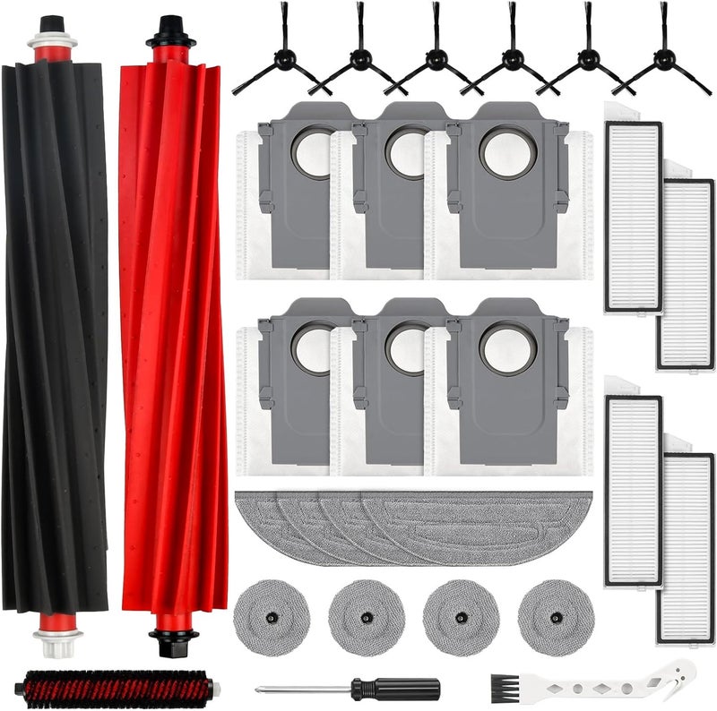 Alloytool Pack of 29 accessories for Roborock S8 MaxV Ultra robot vacuum cleaner, 2 main brushes, 6 dust bags, 4 wipes, 4 side wipers, 4 filters, 6 side brushes, 1 self-cleaning brush, 1 cleaning brush, 1 - Image 1