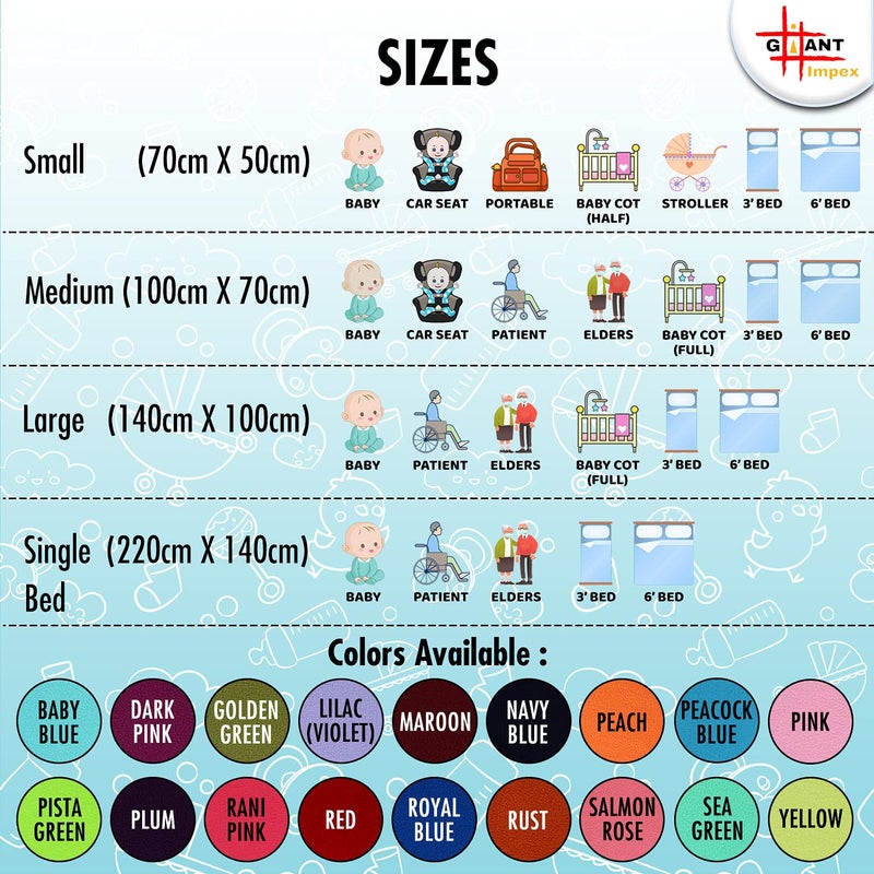 GIANT IMPEX Waterproof Antibacterial Quick Dry Ultra Absorbent Baby Dry Sheet/Bed Wetting Protector/Crib Sheet/Play Mat-Large (Baby Pink, Salmon Rose & Peacock Blue) Pack of 3 - Image 3