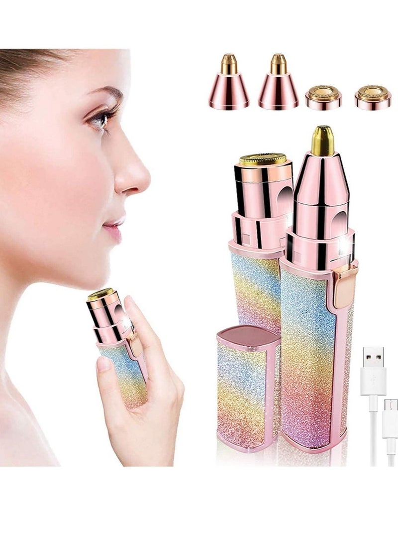 2 in 1 Eyebrow Trimmer & Facial Hair Remover for Women, Rechargeable Eyebrow Razor and Painless Hair Removal, Hair Trimmer and Body Shaver for Lips Nose Face Ear Hair - Image 2