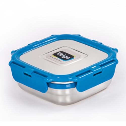 Veigo Stainless Steel Medium Snack Box for Kids, Snack Box for Office (330 Ml)| Leakage Proof Box | Lunch Box for School (330ml) | Dark Blue - Image 5