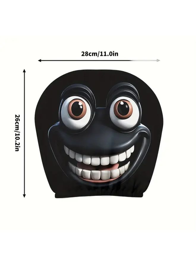 Set Of 2 Cartoon Themed Car Headrest Covers With Big Eyed Animal Print Funny Halloween Or Christmas Gift For Travel And Daily Commute - Image 2