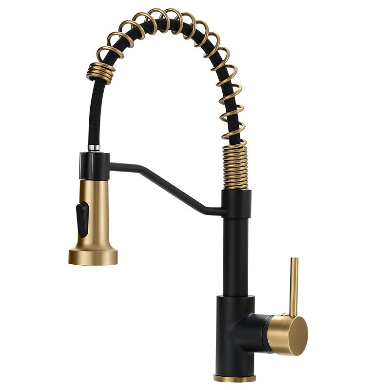AIMADI Black Faucet Kitchen,Commercial Black Gold Kitchen Faucet Matte Black Modern Single Handle Kitchen Faucet with Pull Down Sprayer for Rv Farmhouse Camper - Image 1